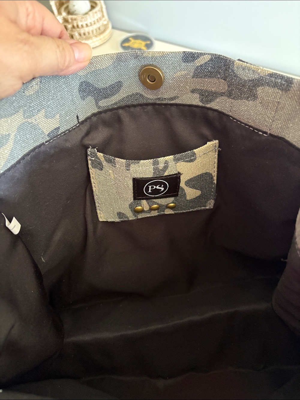 Camo Canvas Tote with Pink Center Panel - Picture 3 of 4